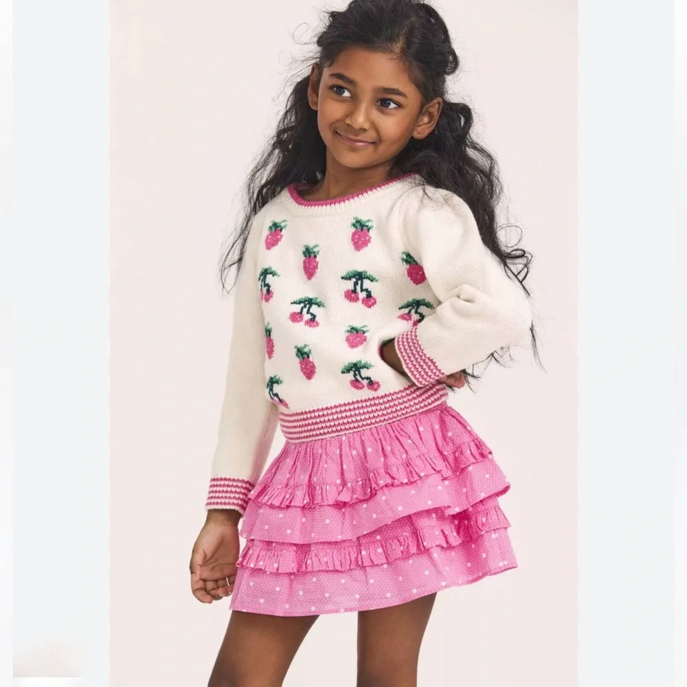 NWT LoveShackFancy Billie Skirt Hot Pink Cherry Size 5-6Y